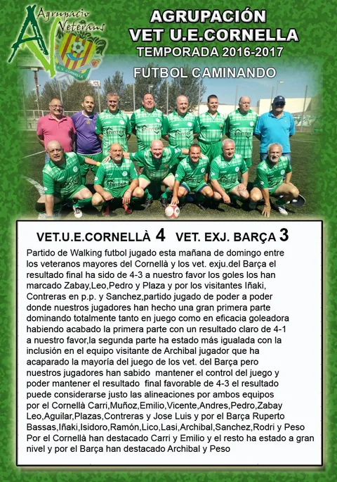 Match report of the game in Cornella