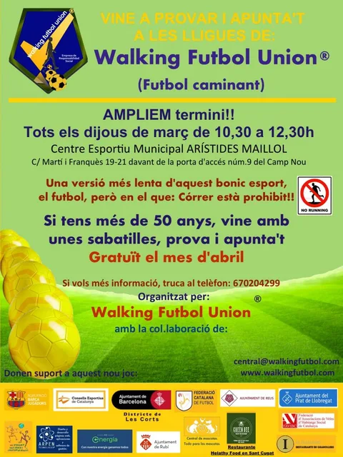 Juga Walking Futbol Union tots els dijous de Juliol