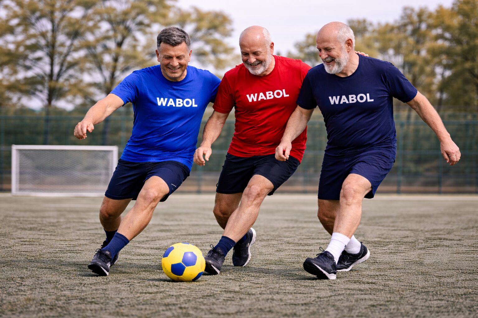 Tres participantes jugando a WABOL caminando
